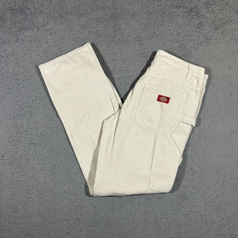 Dickies Women's White Corduroy Carpenter Straight-Leg Pants Size 1/25 #2524